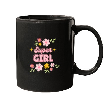 Discover Super Girl Floral Sparkle Design Mugs