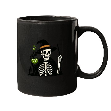 Discover Magical Skeleton Wizard Illustration Mugs