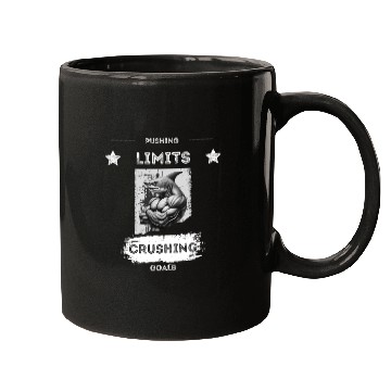 Discover PUSHING LIMITS – Ripped Shark Gym Design Mugs