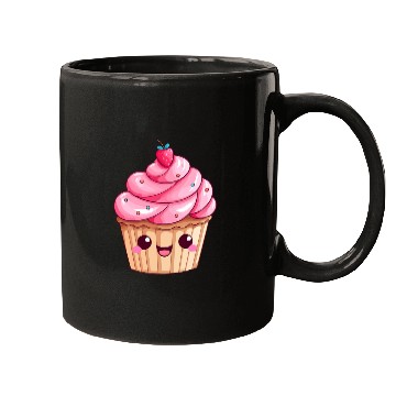 Discover Kawaii Cupcake with Pink Swirl Icing Mugs