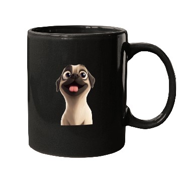 Discover Playful Pug Cartoon Design Mugs