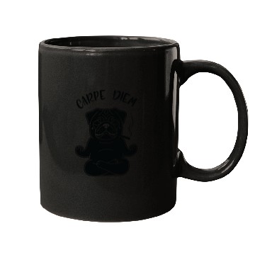 Discover Meditative Pug with 'Carpe Diem' Text Mugs