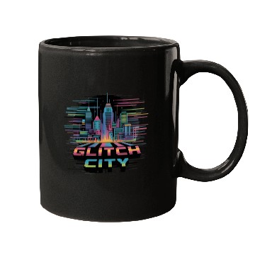 Discover Neon Cyberpunk Cityscape Design Mugs