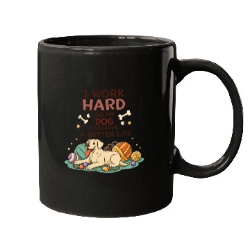 Discover Work Hard Play Hard Dog Illustration Mugs