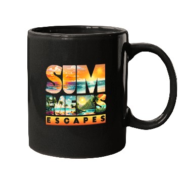 Discover Tropical Sunset Beach Scene Mugs