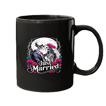 Discover Gothic Just Married Skeletons Bride and Groom Mugs