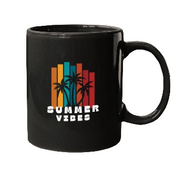 Discover Sunset Palm Summer Vibes Design Mugs
