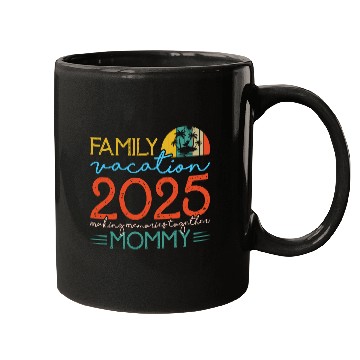 Discover Family Vacation 2025 Tropical Sunset Design Mugs
