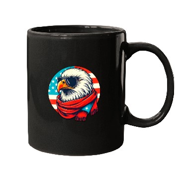 Discover Patriotic Eagle with Sunglasses and Scarf Mugs
