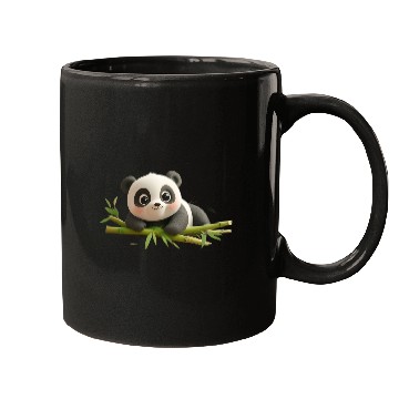 Discover Charming Panda Cub with Bamboo Mugs