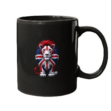 Discover British Lion with Union Jack Flag Graphic Design Mugs