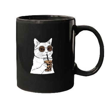 Discover Cool Cat with Bubble Tea and Sunglasses Mugs