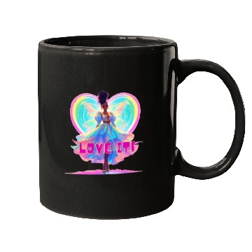 Discover Rainbow Fairy Heart Illustration Mugs