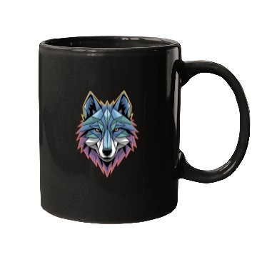 Discover Geometric Wolf Head – Bold Polygon Animal Design Mugs
