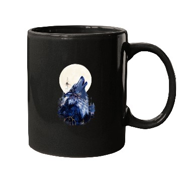 Discover Lunar Howl Forest Mythical Wolf Mugs