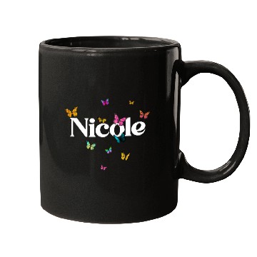 Discover NICOLE - beautiful girl name with cute butterflies Mugs