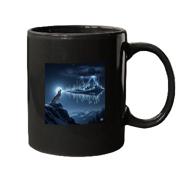 Discover Mystic Mountain Wolf Sound Wave Mugs