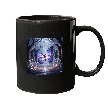 Discover Galaxy Winged Butterfly in Mystical Forest Mugs