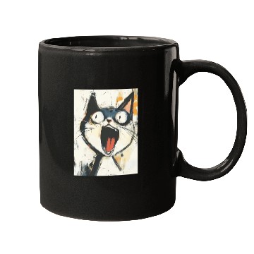 Discover Funny Screaming Cat – Meme Expression Mugs