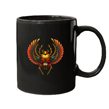 Discover Cyberpunk Pharaonic Scarab with Mechanical Wings Mugs