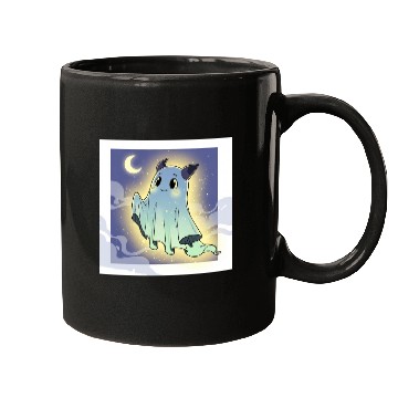 Discover Cute Ghost Bat Under Moon Scene Mugs