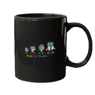 Discover Retro Music Evolution Illustration Mugs