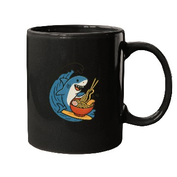 Discover Playful Shark Enjoying Ramen Mugs