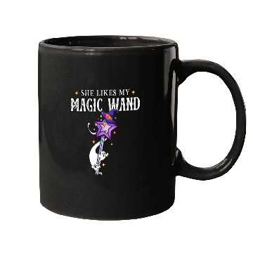 Discover Magical Wand with Witch Hat Illustration Mugs