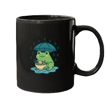 Discover Kawaii Frog with Umbrella and Noodles Mugs