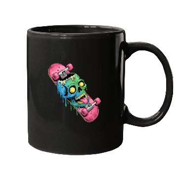 Discover Neon Dripping Skull Skateboard Art Mugs