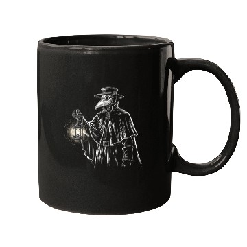 Discover Dark Medieval Plague Doctor Illustration Mugs