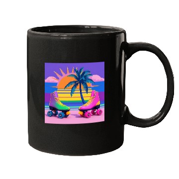 Discover Retro Summer Vibes Mugs | 90s Neon Roller Skate