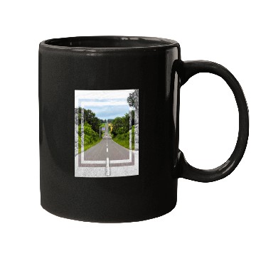 Discover Serene Country Road Scenic Print Mugs