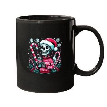 Discover Festive Skeleton in Santa Hat Mugs