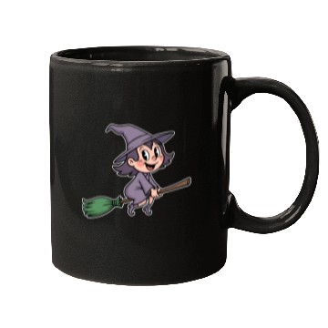 Discover Whimsical Witch on a Broomstick Mugs