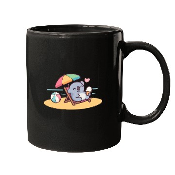 Discover Koala on Beach Relaxation Scene Mugs