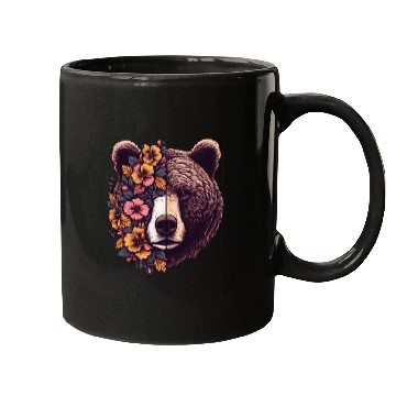Discover Floral Bear Flowers Bear Face For Bear  Lover Mugs