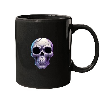 Discover Cracked Midnight Skull Illustration Mugs
