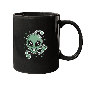 Discover Cute Alien Cartoon Illustration Mugs