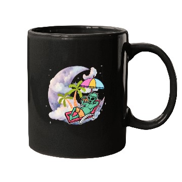 Discover Galactic Alien Relaxing with Pizza Mugs