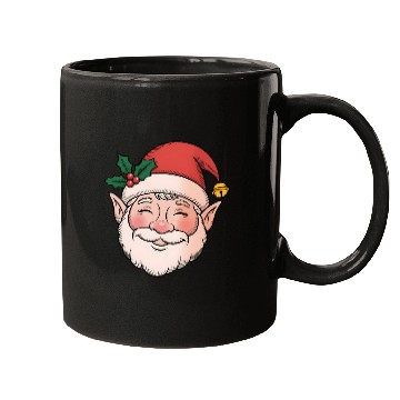 Discover Festive Santa Elf Face Design Mugs