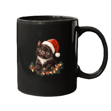 Discover Festive Black Cat Christmas Edition Mugs