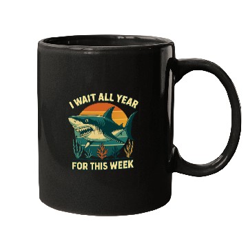 Discover Shark Retro Sunset Bold Ocean Predator  Mugs