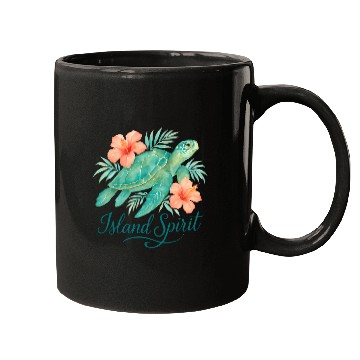 Discover Tropical Turtle with Hibiscus and Foliage Mugs