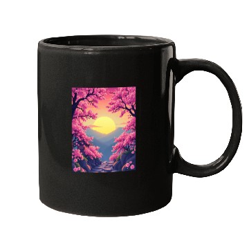 Discover Cherry Blossom Sunset Path Mugs