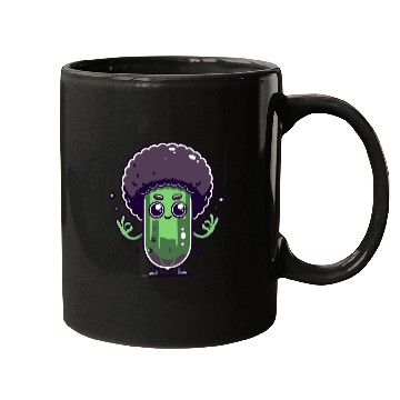 Discover Whimsical Broccoli with Afro Hair Mugs