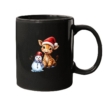 Discover Festive Giraffe and Snowman Holiday Design Mugs