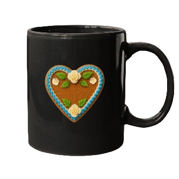 Discover Heart-Shaped Gingerbread Cookie with Floral Icing Mugs