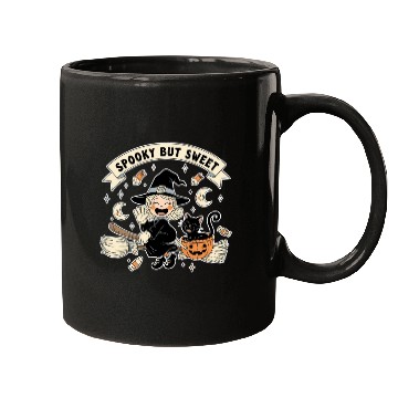 Discover Whimsical Halloween Witch and Cat Design Mugs