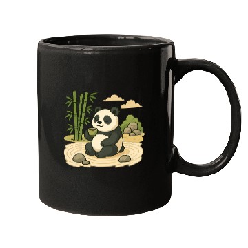Discover Serene Panda in Bamboo Garden Mugs